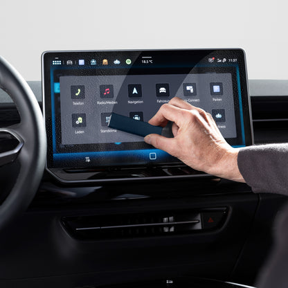 VW original 2-in-1 Displayreiniger 000096311AD530 – Touchscreen-Reinigungsspray mit Mikrofaserhülle, nachfüllbar, blau