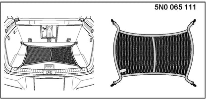 VW Gepäcknetz Kofferraumnetz schwarz, Original Zubehör 5N0065111