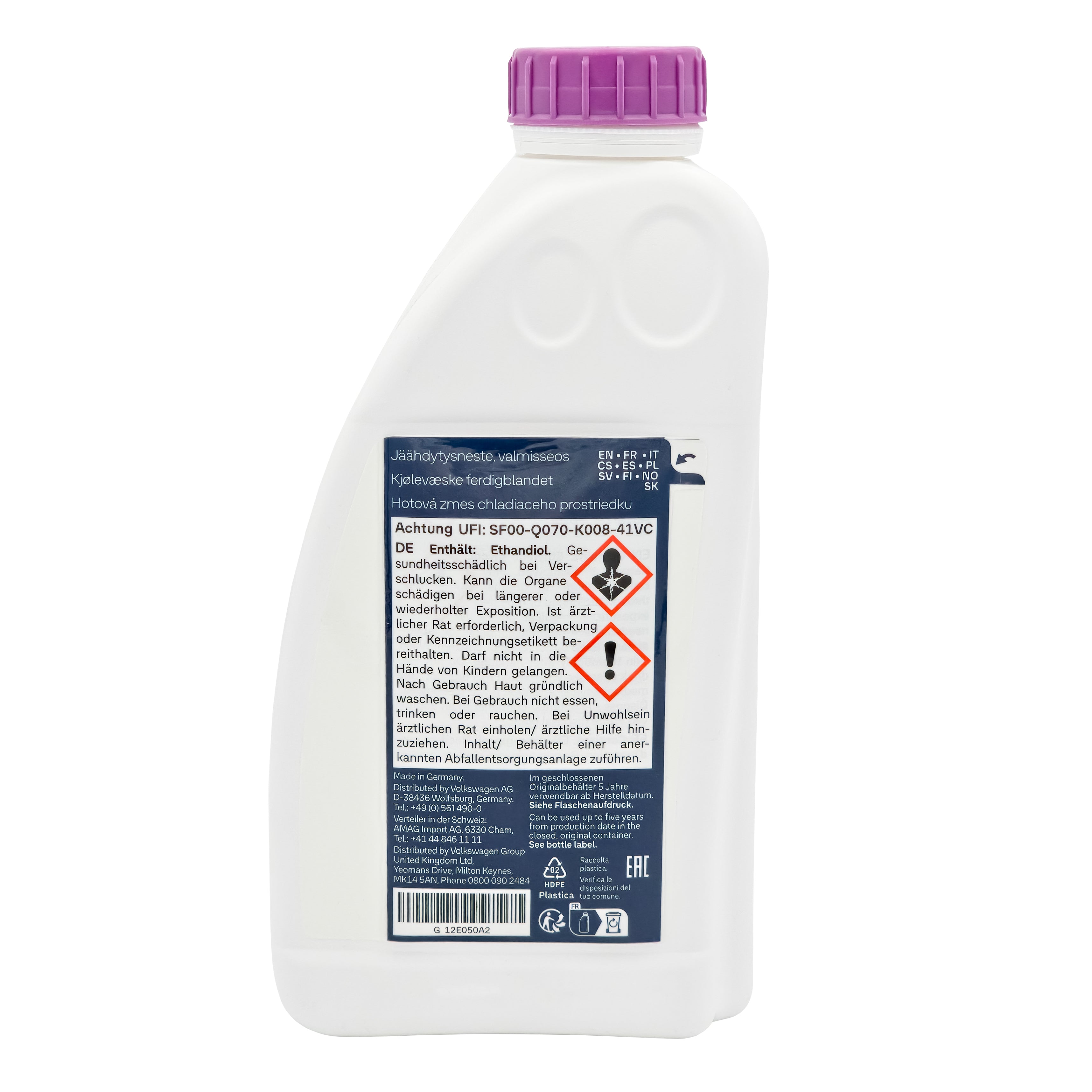 VW Kühlmittel G12E050A2, Frostschutz bis -35 °C, 1L Fertigmischung, Ready mix, G12evo